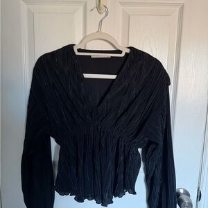 Abercrombie & Fitch Black Pleated Blouse